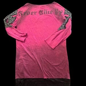 Cowgirl Tuff heavily beaded, velvet accented, lace V-Neck 3/4 sleeve shirt